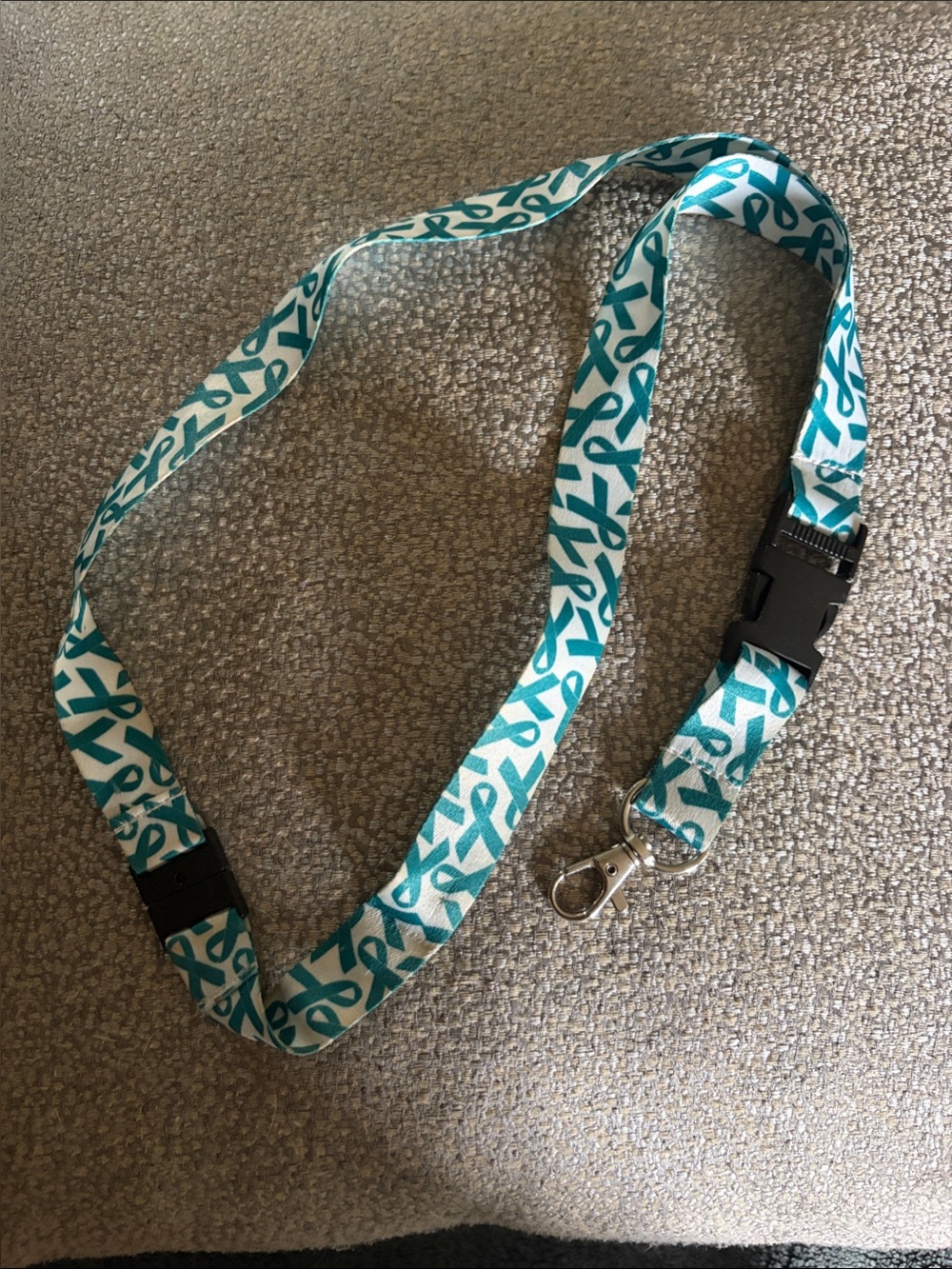 Teal ovarian cancer RibbonLanyard